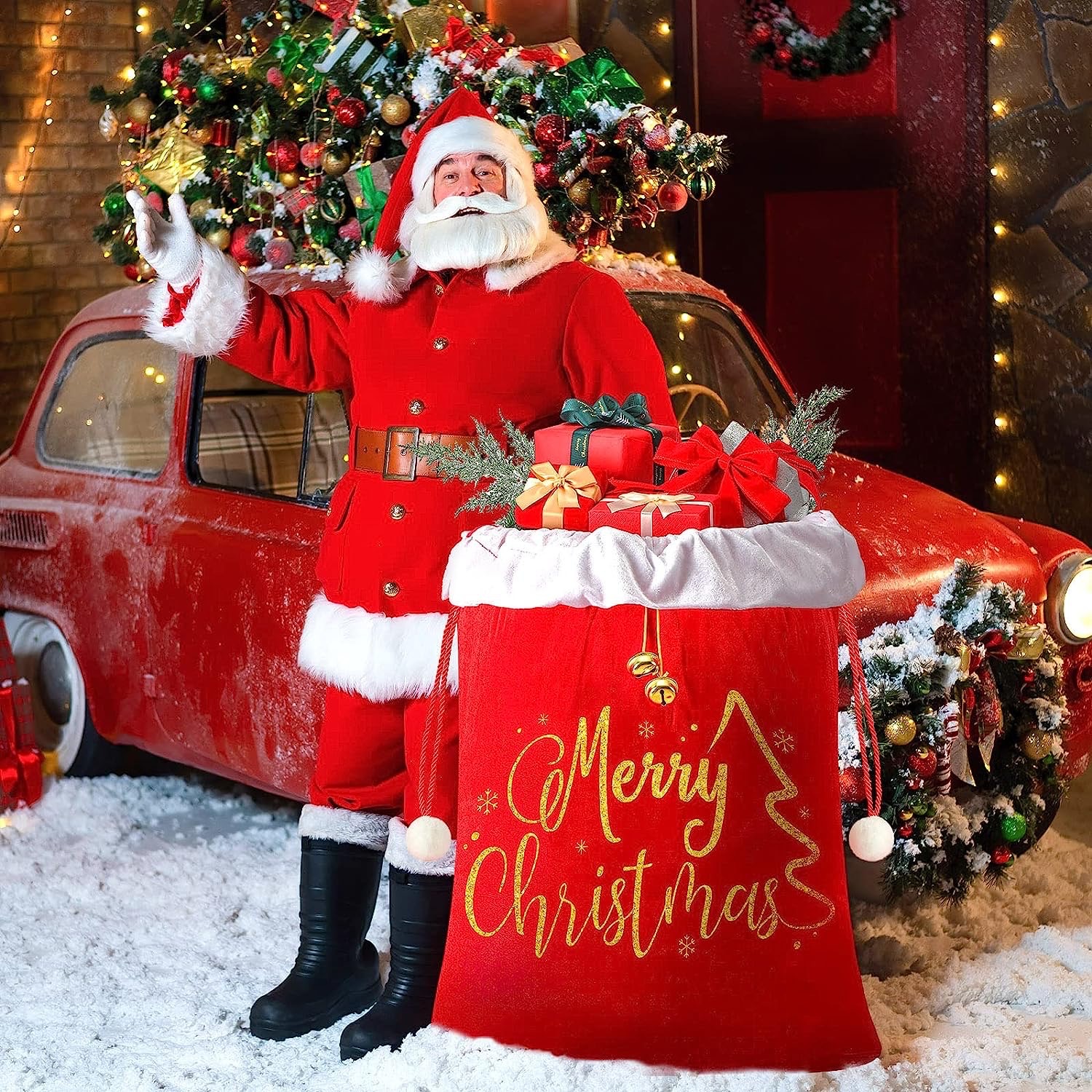 2025 new Merry Christmas Candy Snack Drawstring Pouch Wrapping Bag Xmas Gifts Bracelet Jewelry Packaging Storage Bags