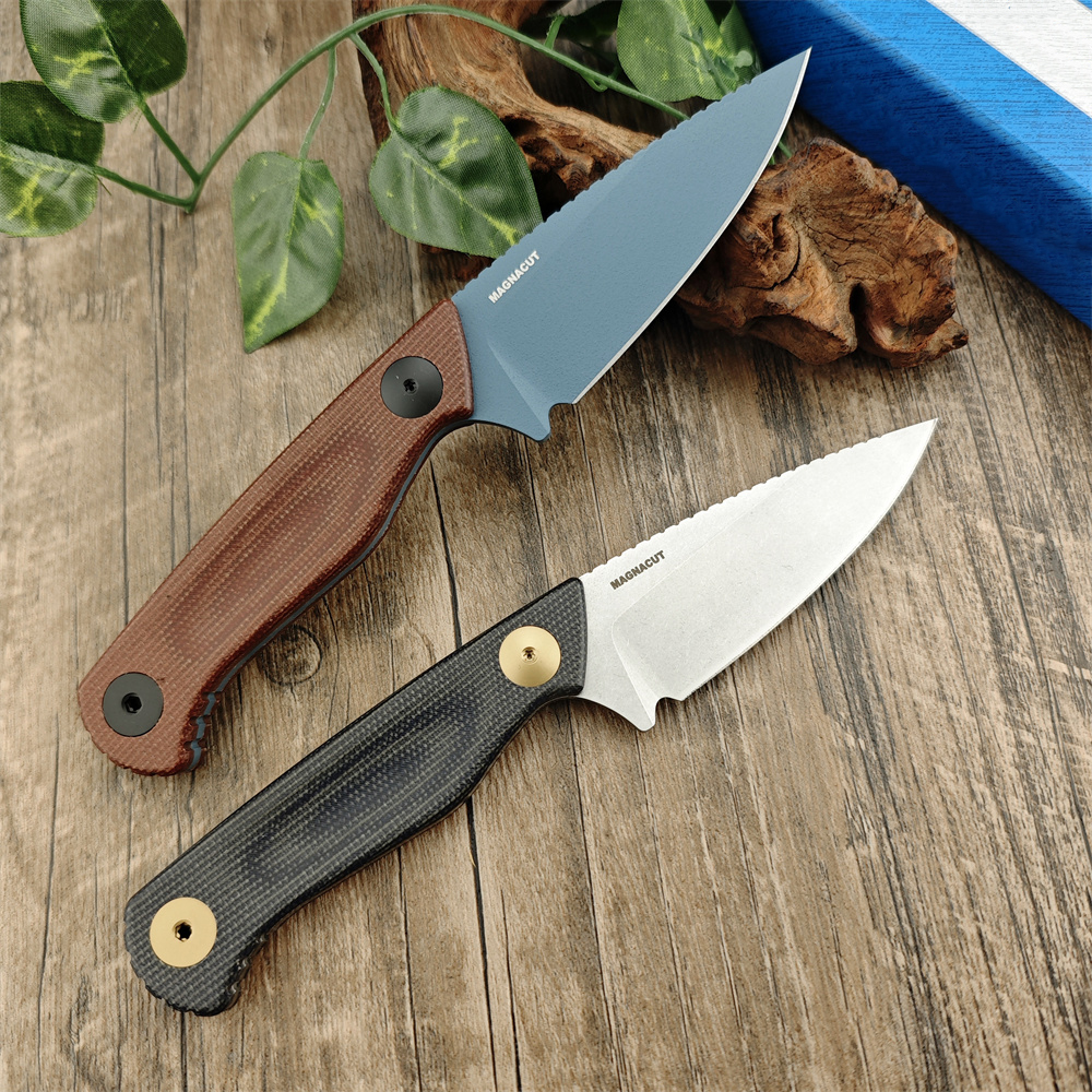 High Quality BM 203BT-01 DACIAN Jungle Tactics Fixed Blade Brown Canvas Micarta D2 Steel Easy To Carry Outdoor Hunting Hiking Pocket Knife with PIM Po