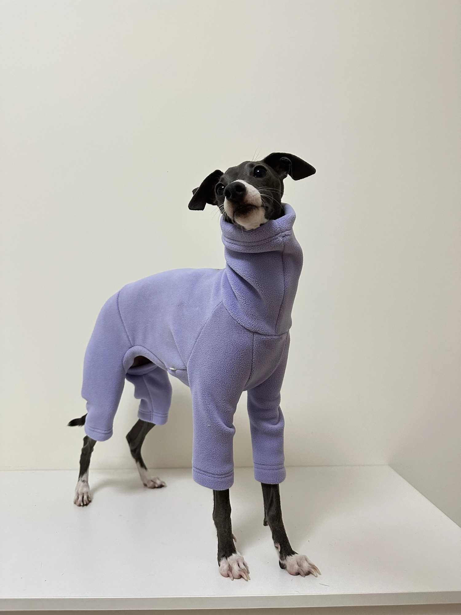 Fahison Whippet Italian Greyhound Clothing Fleece Dog Jammies Winter Warm Turtleneck Stretch Pet clothes 241212