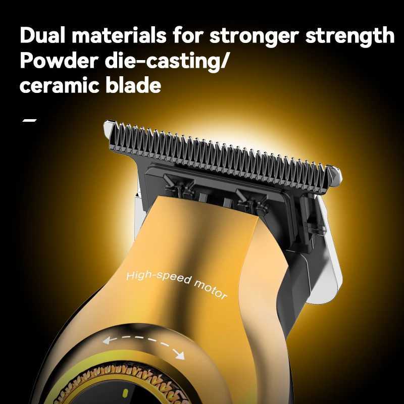Chemical Hair Clippers Smart Digital Display Electric Trimmer Hair Clipper High-speed Engraving Scissors KM-1677 W241212