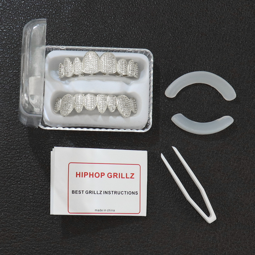 Iced Out Hip Hop Dia Teeth Rappers Top 8 Bottom Gold Plated Sterg Sliver Custom Vvs Moissanite Grillz