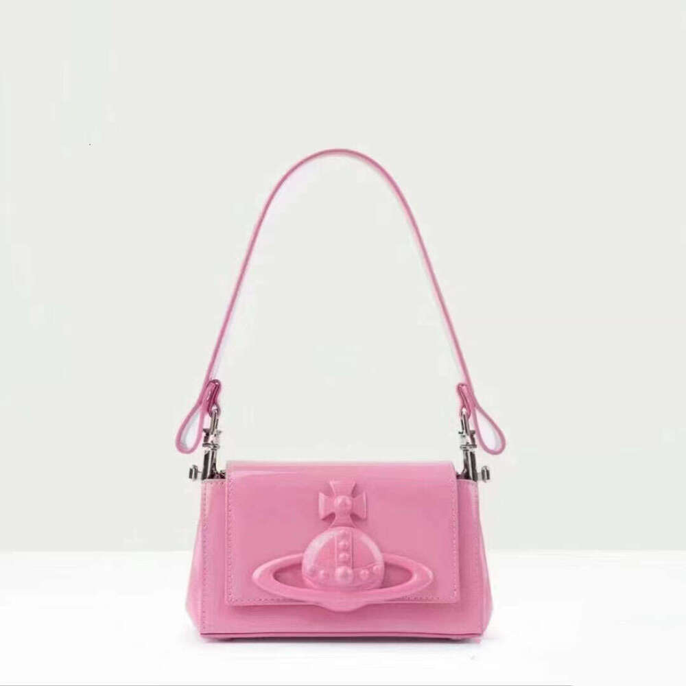 Empress Dowager Saturn's for Women 2024 New High end Light Luxury One Shoulder Women's Pink Chain Crossbody Small Square Bag