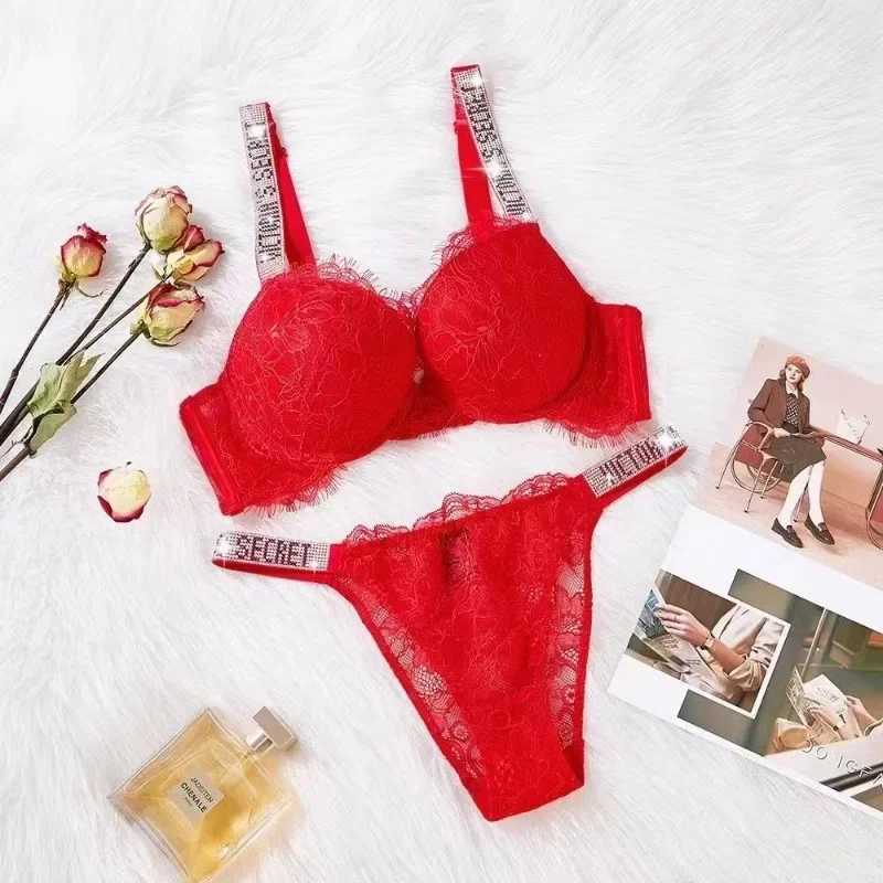 New Womens Sexy Bra and Panty Set Comfortable push up Shapewear Adjustable Padded Gathered Lace Lingerie SetXJ241212