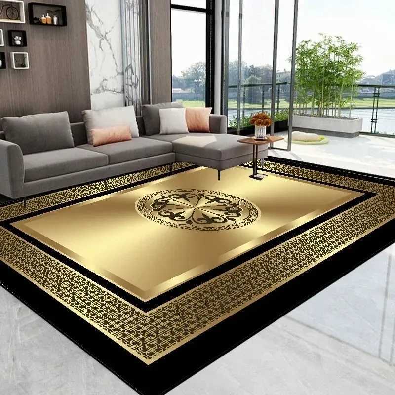 Modern Luxury Golden carpet for living room Abstract Decoration Large Carpets Coffee Table Side Rug Rooms Decor Mat tapis salonXJ241211