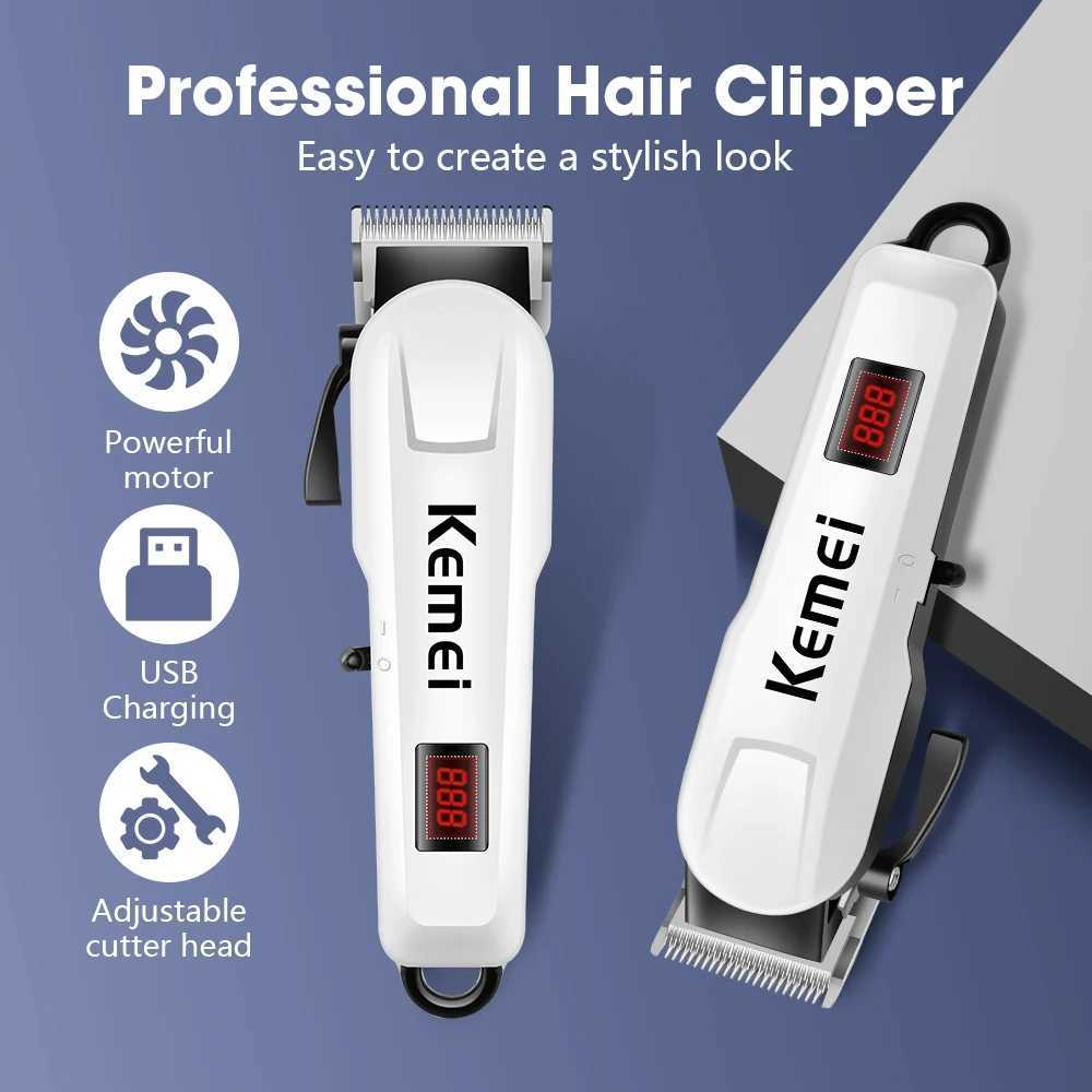 Kemei Professional Electric Hair Clipper Adjustable Electric Hair Clipper Mens Strong Beard Rechargeable Hair Clipper KM-809A W241212