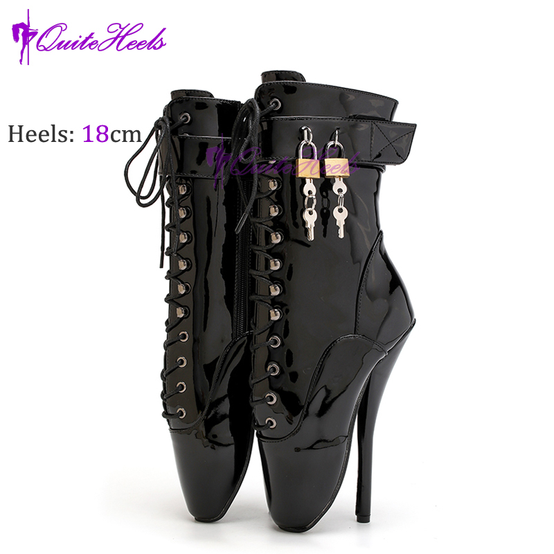 Hooks Up Stiletto18cm Ballet High Heels Women Fetish Stage Pole Dancing Shoes SM Games Strappy Ankle Boots
