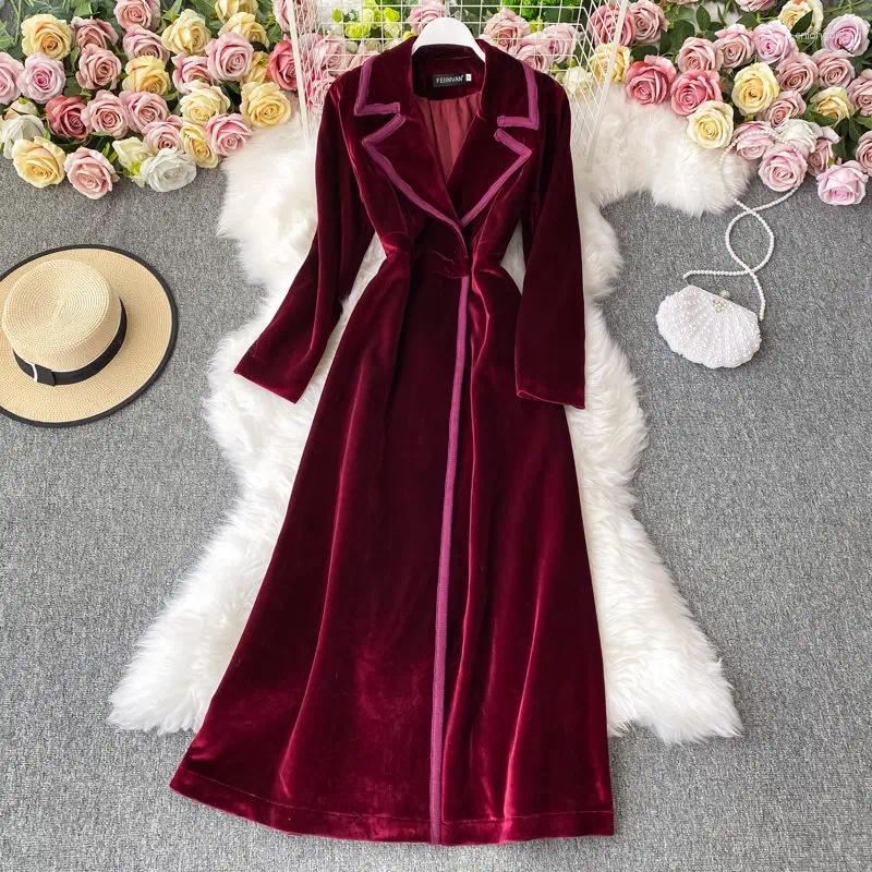 Women's Down Autumn And Winter Black Velvet Blazer Dress Long Over The Knee Fashion Temperament Maxi Windbreaker Jacket Women Slim Coat