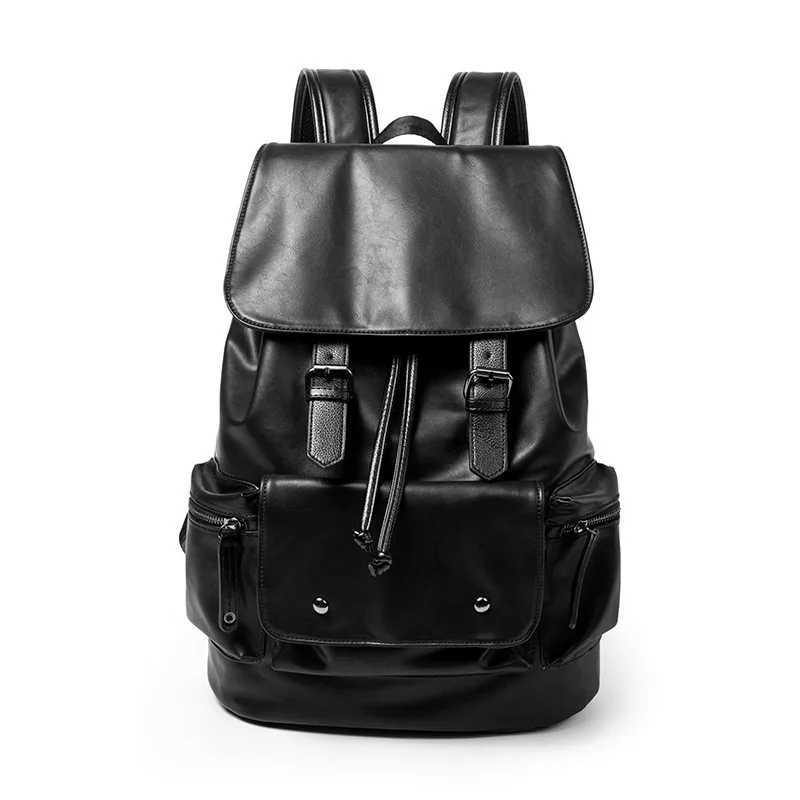 New trend mens Korean fi trend PU leather backpack large capacity European and style camouflage bag Z241212