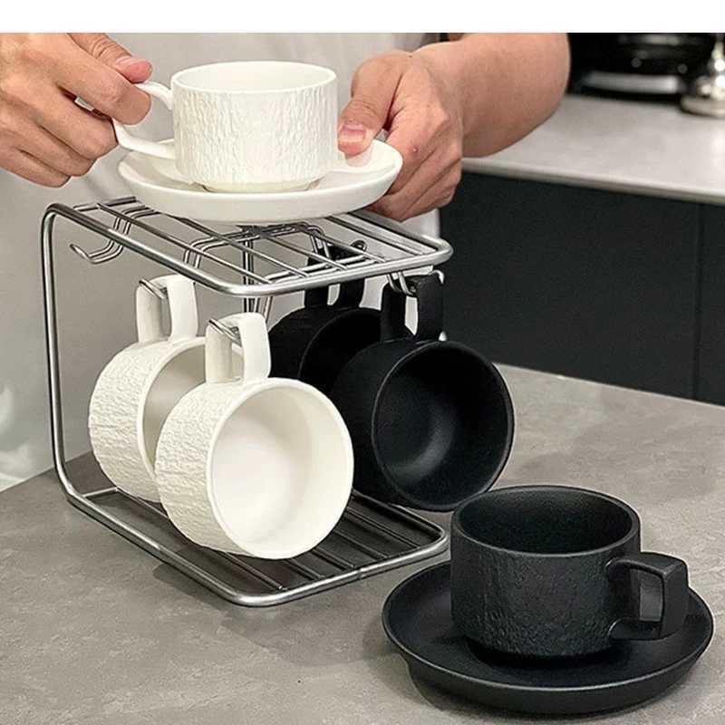 Light Luxury Stone Pattern Coffee Cup Set Ceramic G Afternoon Tea Latte Milk Modern He Brage Y241211