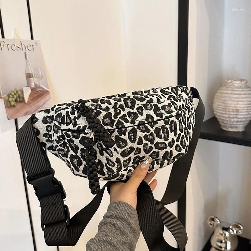 2025 NEW Waist Bags Canvas Zipper Packs 2025 High Quality Leopard Print Casual Crossbody Soft Versatile Commuting Chest zhanyishengli