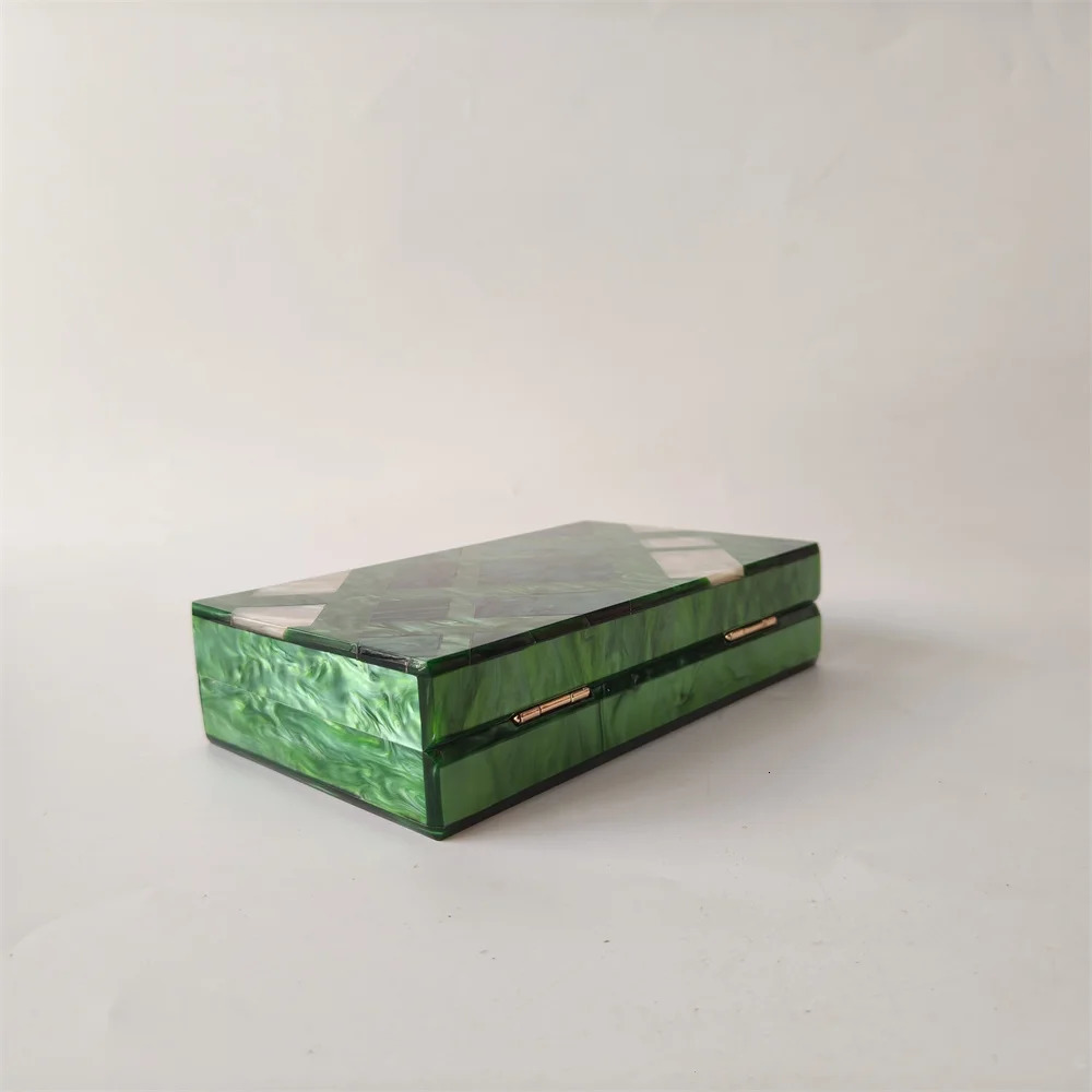Women Shell Evening Marble Pearl Green Patchwork Striped Acrylic Box Wedding Bridal Handbags And Purses Ladies Party Clutch Bag 241212