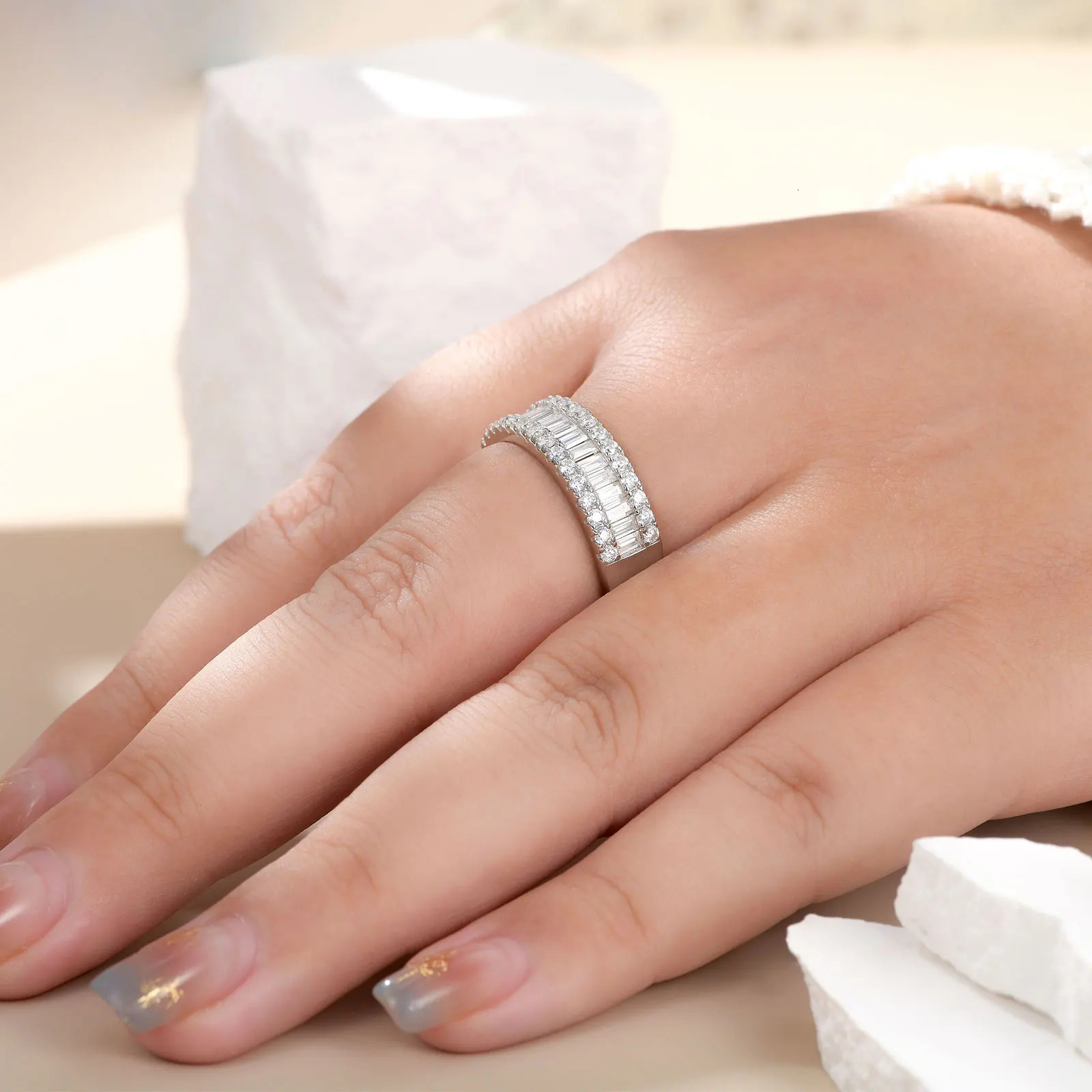 she D Colored Ring Womens Semi Eternal Band 925 Pure Silver Wedding Engagement Stunning Jewelry 241210