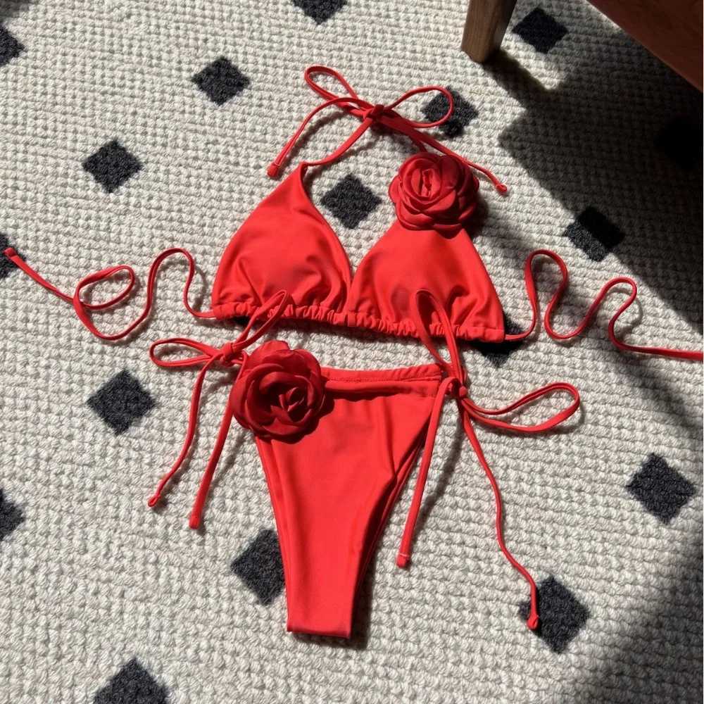 Trendy with Rose Bikini Set ss Sexy Summer Women Bikinis Two Pieces SwimsuitXJ241212