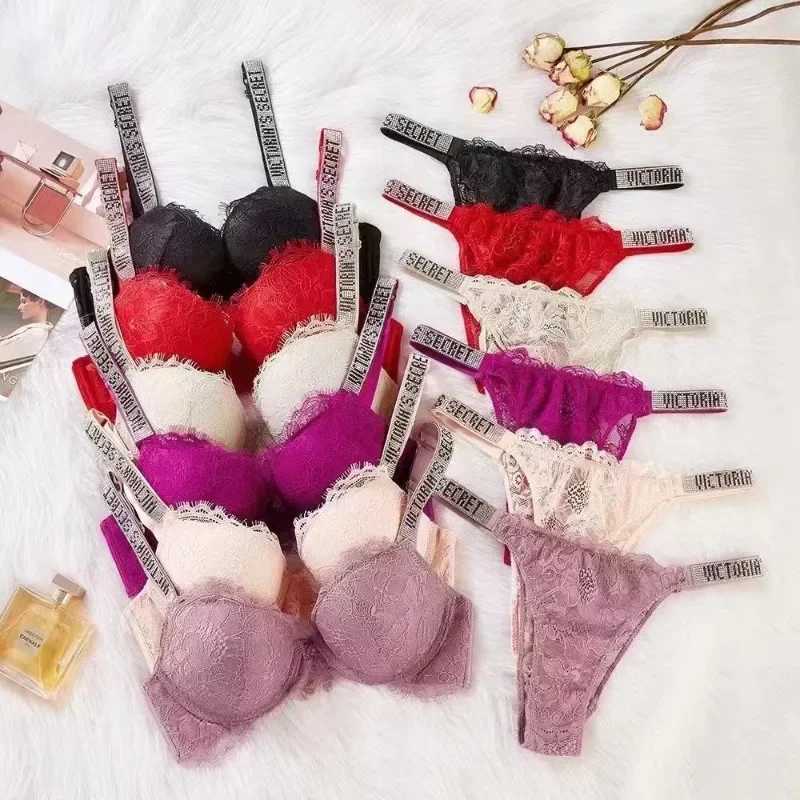 New Womens Sexy Bra and Panty Set Comfortable push up Shapewear Adjustable Padded Gathered Lace Lingerie SetXJ241212