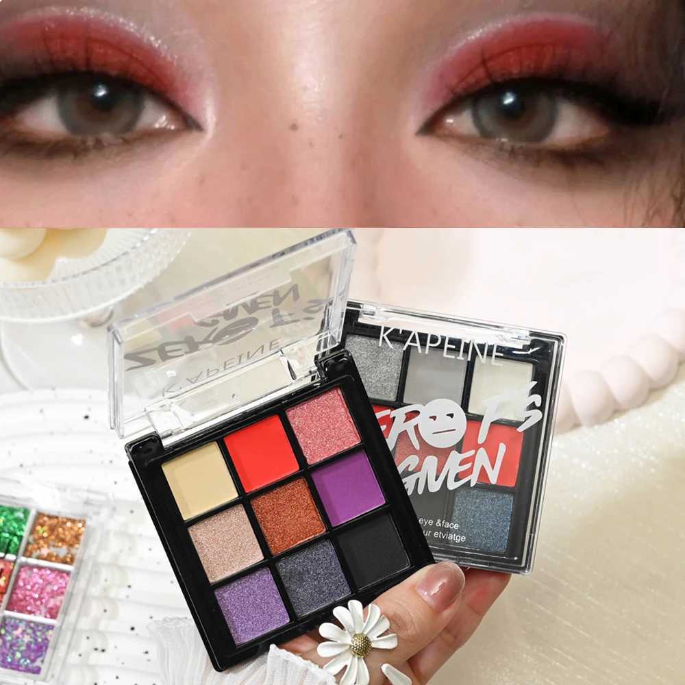 9 Colors Glitter Sequin Eyeshadow Palette Christmas Halloween Cool Goth Red Black Matte Eyeshadow Palette Korean CosmeticsW241212