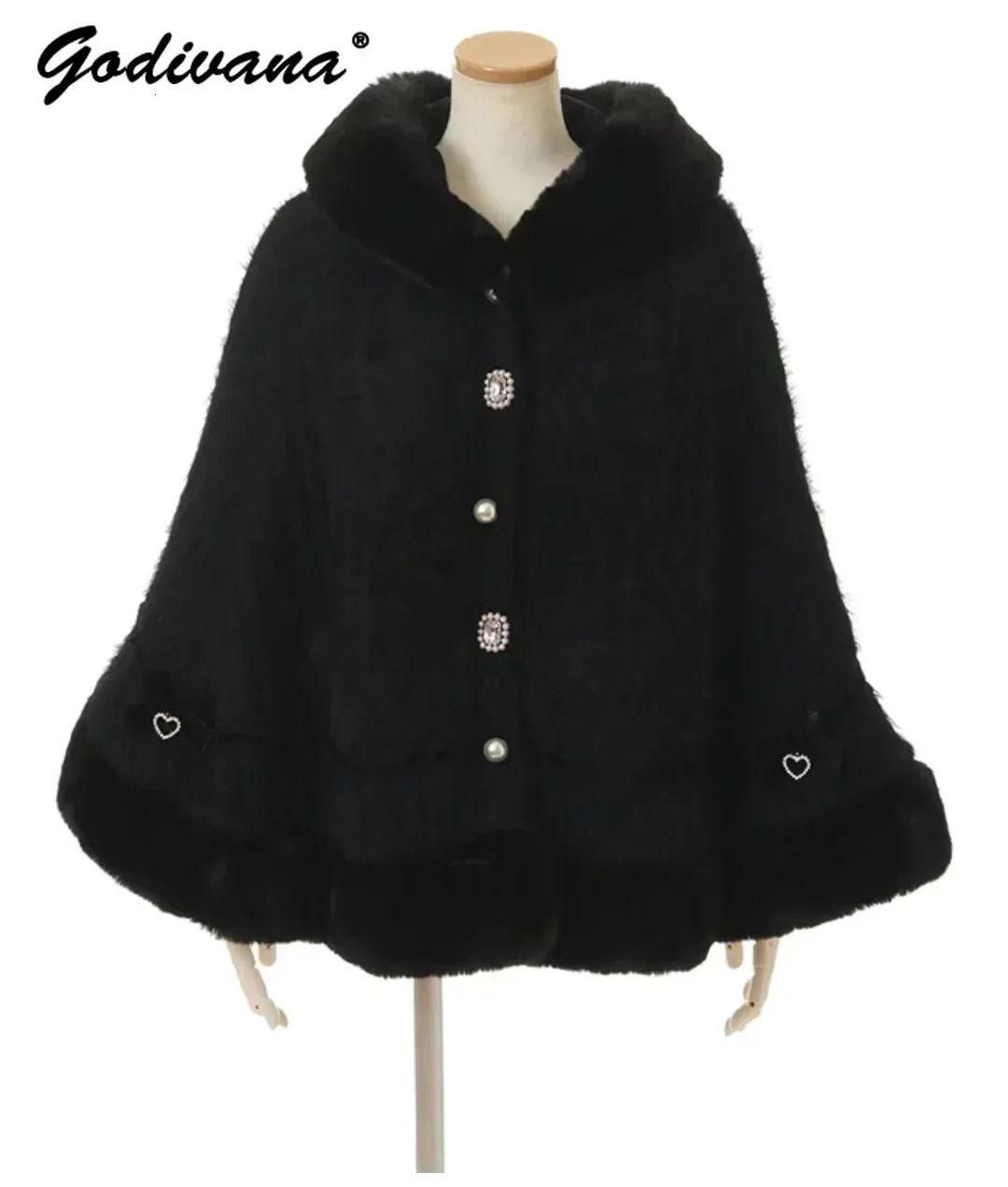 Japanese Sweet Soft Thick Womens Double layer Large Ribbon Hooded Knitted Cloak 3-Color Autumn and Winter Raincoat Warm Jacket 241212