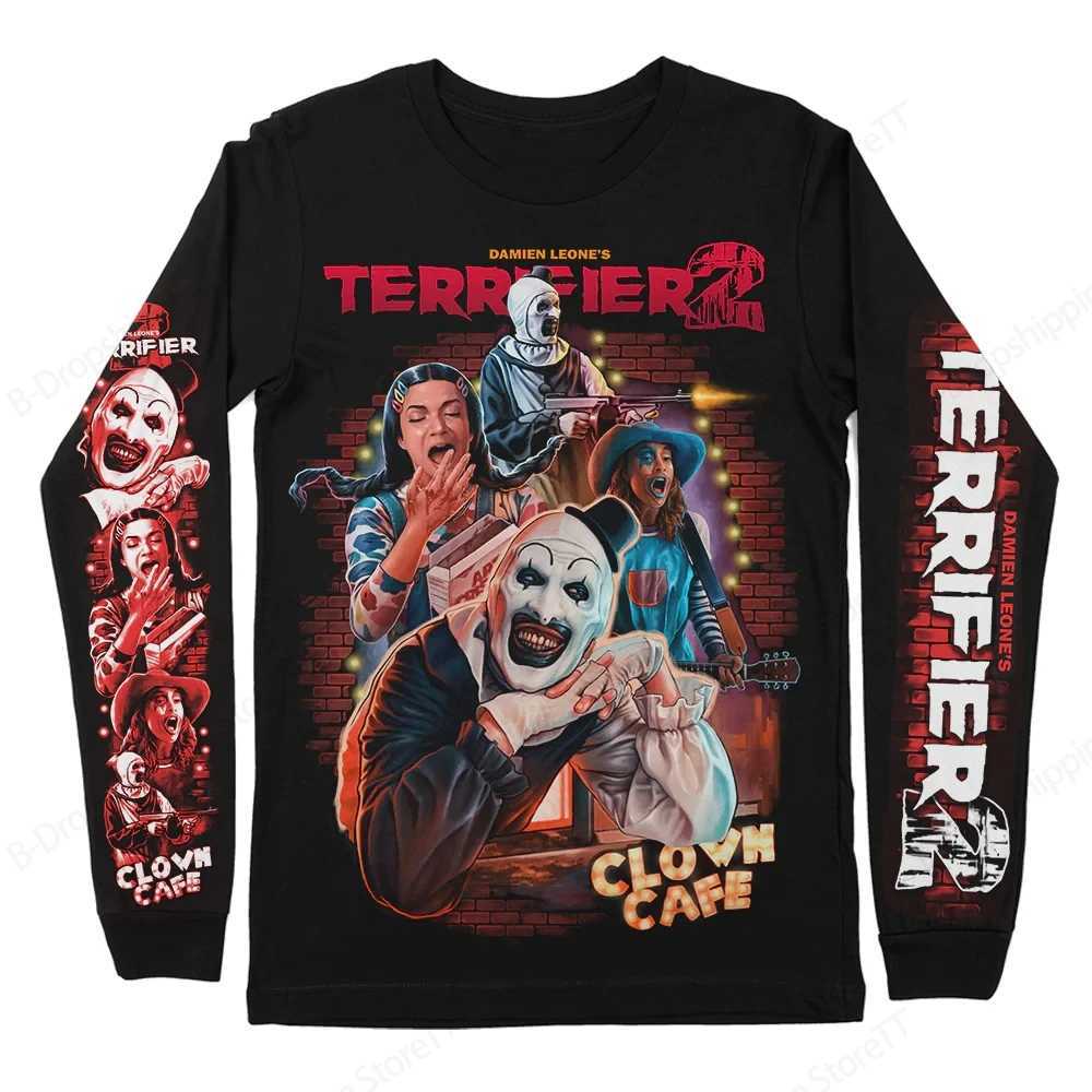 Mens Long Sleeve T-shirt 3d Horror Movie Terrifier Print Tshirt Men Women Fashion Halloween T shirt O-neck Loose Tops Tees GiftXJ241210