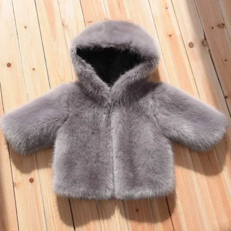 Boy Faux Fur Coats kid Winter Jackets Warm Hooded Children Fake Fox Girls Jacket Toddler Baby Coat Outwear TZ149XJ241211