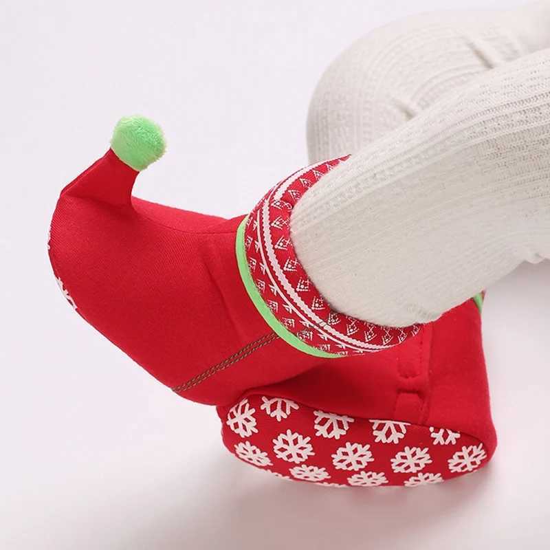 Boots Baby Winter Warm Fleece Christmas Snow Boot Toddler Soft Bottom Anti-Slip Slippers Infant Boys Girls Thicken First Walkers H241212
