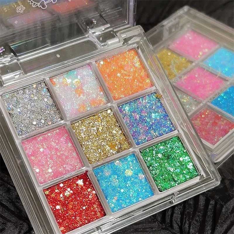 9Color Glitter Eyeshadow Palette Eyeshadow Palette Makeup Korean Charming Eye Glitter Palette Shiny Eye Shadow PigmentsW241212