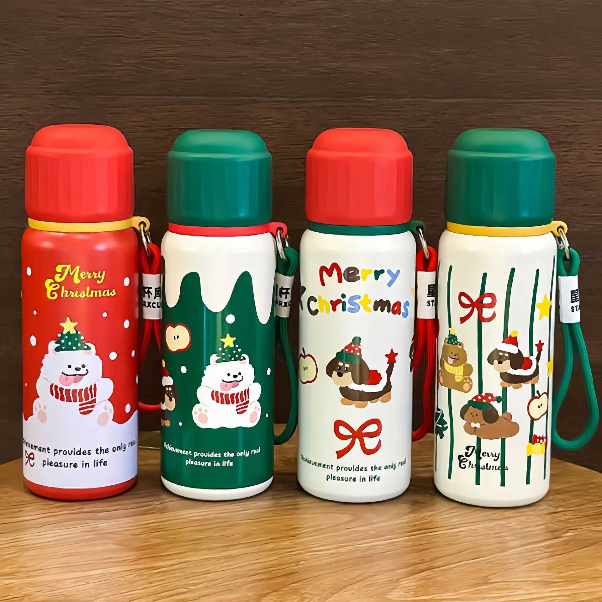 1 new Christmas dog stainless steel crazy cup for students to drink directly at school 550ml suitable for outdoor travel Christmas gift Y241211