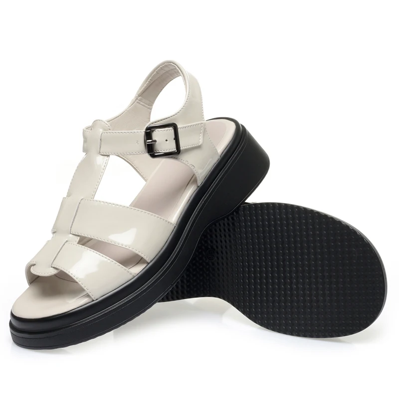 AIYUQI Women Sandals Summer Genuine Leather Wedge Women Sandals Open Toe Roman Sandals Women