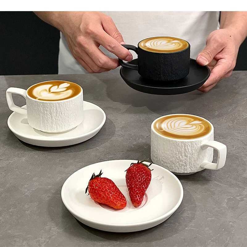 Light Luxury Stone Pattern Coffee Cup Set Ceramic G Afternoon Tea Latte Milk Modern He Brage Y241211