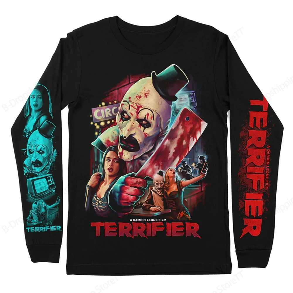 Mens Long Sleeve T-shirt 3d Horror Movie Terrifier Print Tshirt Men Women Fashion Halloween T shirt O-neck Loose Tops Tees GiftXJ241210