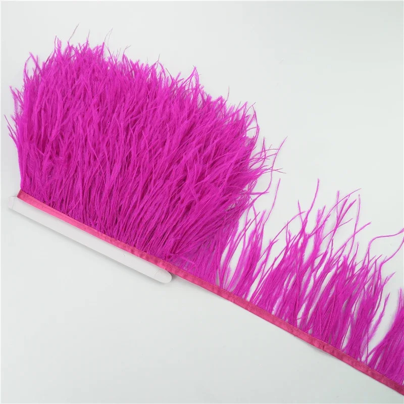 10 meters/batch of ostrich feathers decorated with ribbons 10-15CM 4-6 feather decoration tape Boa clothing sewing clothing white edge skin decoration - view 7