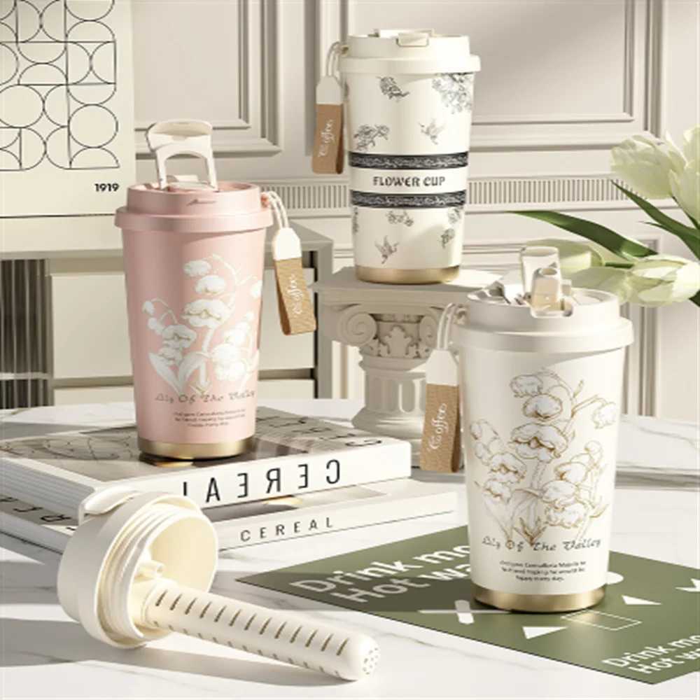 500ml ceramic lined coffee stainless steel tea coffee hot air flame travel portable large capacity crazy bottle Y241211