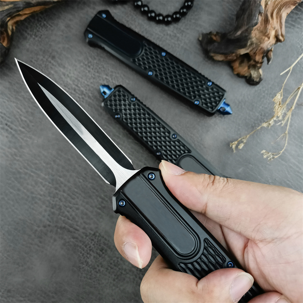 BM Damascus/D2 Steel Assisted Pocket Knife High Quality Aluminum Handle EDC Outdoor Camping Tools Hunting Survival Knives Christmas Gift 3300 3370 340