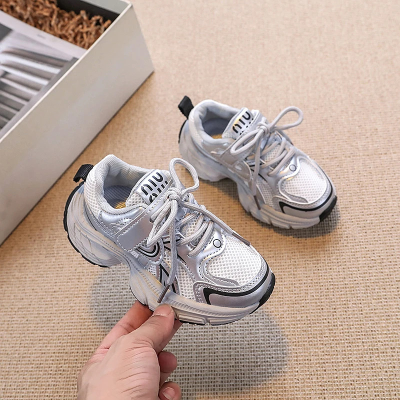 Childrens mesh breathable short chubby shoe n unisex white casual sports boys and girls tennis shoes childrens autumn 6-13Y C260130