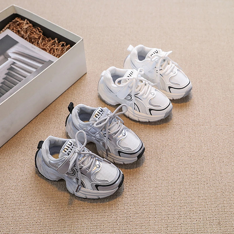 Childrens mesh breathable short chubby shoe n unisex white casual sports boys and girls tennis shoes childrens autumn 6-13Y C260130