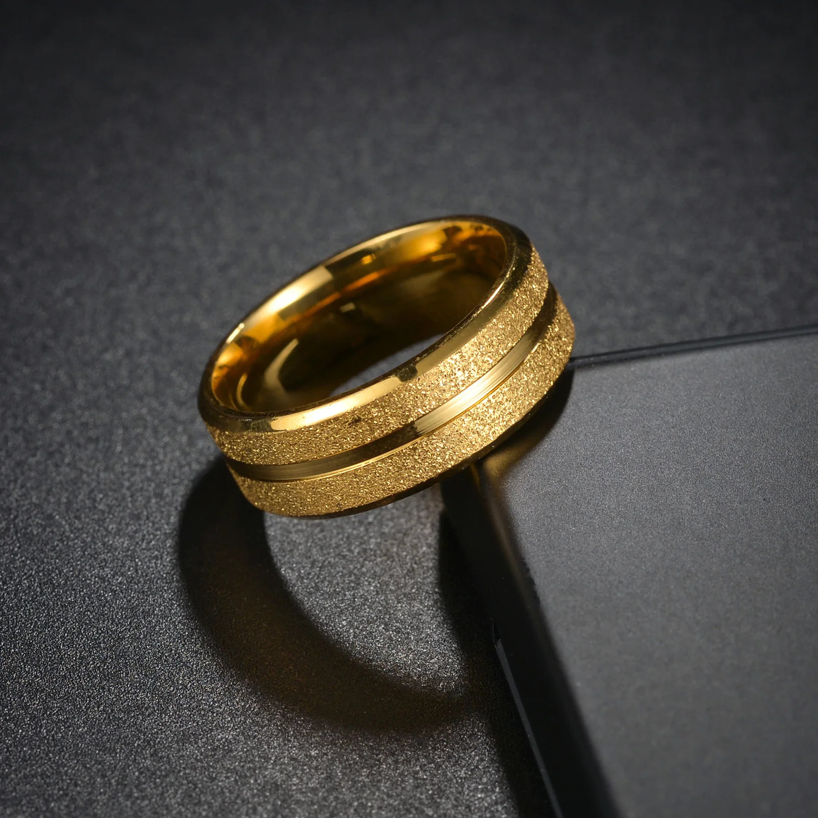 Simple 8mm Mens Couple Black Ring Matte Finish Finger Jewelry Wedding Gift 241210