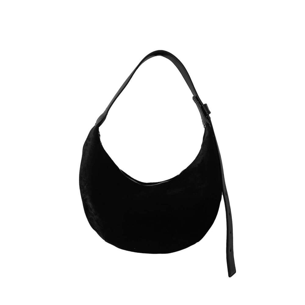 Vintage Faux Suede Halfmoon Women Shoulder Bags Simple Lady Handbags Autumn And Winter Hobos Trend Underarm Bag