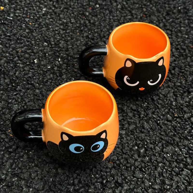 Cartoon Ceramic Cute Cat GS with Spoon Creative Cat Claw G Coffee Tea Milk Oat Cup Large Capacity Cup Fun Gift Y241211