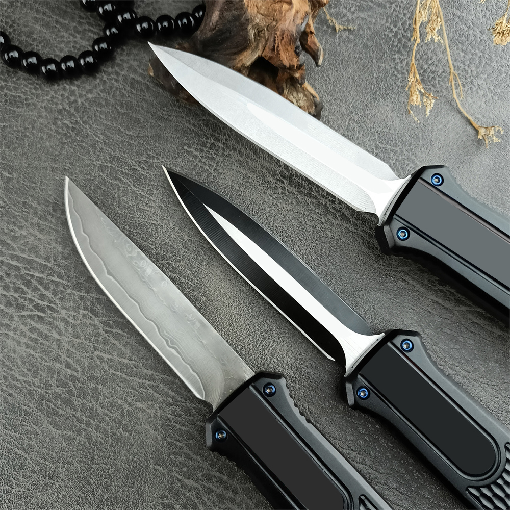 BM Damascus/D2 Steel Assisted Pocket Knife High Quality Aluminum Handle EDC Outdoor Camping Tools Hunting Survival Knives Christmas Gift 3300 3370 340