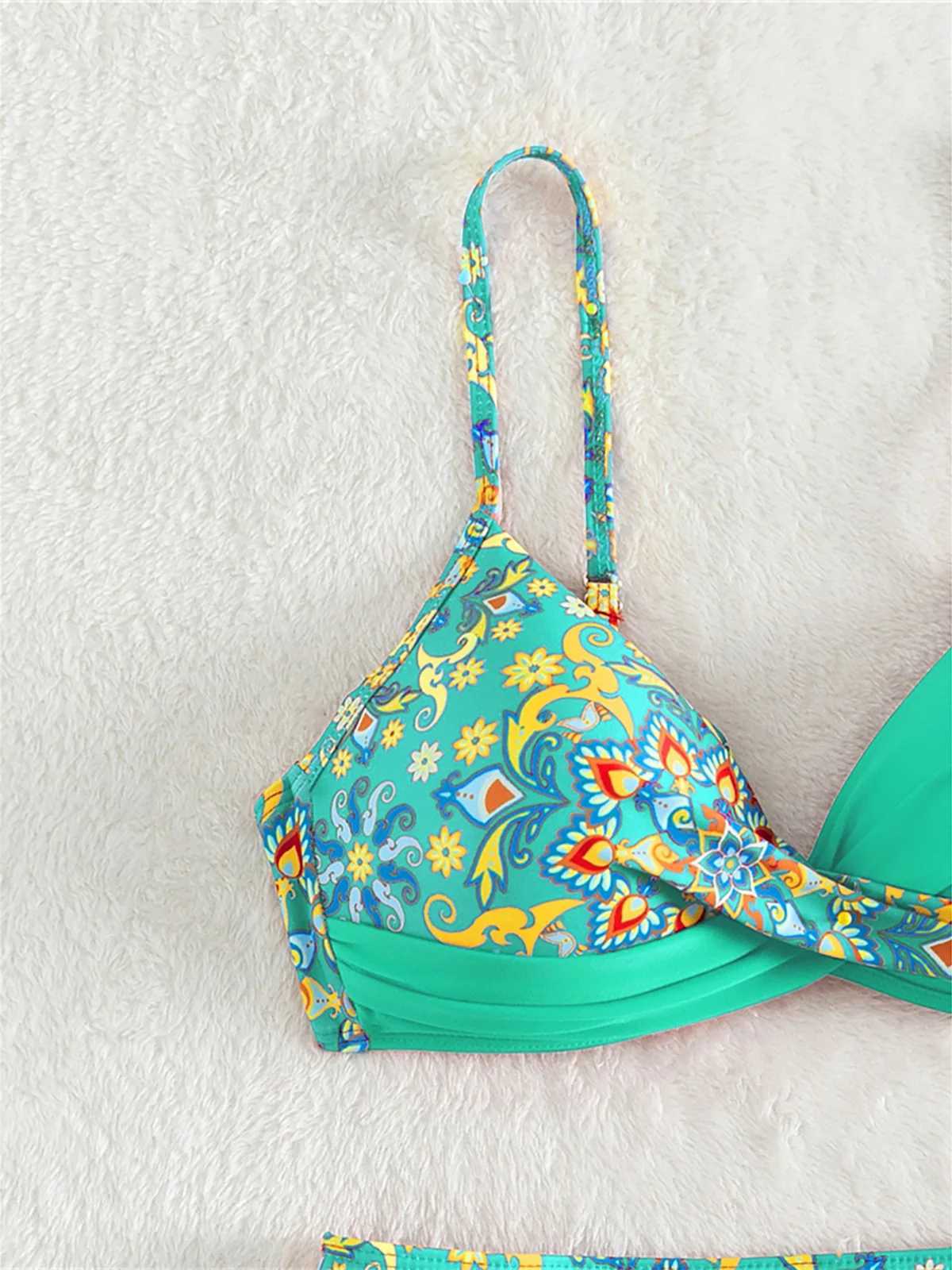 S - XL Printed Bikini Push Up Swimsuit Fa Swimwear Women Two-pieces Bikini set With Bra Cup Bather Bathing Suit Swim K5481XJ241212