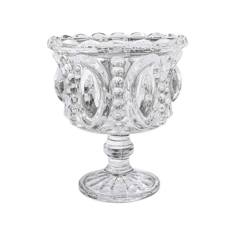 Irregar Shape Creative Retro Crystal Cup Exquisite Transparent Standing Cup Dessert Cup Y241211