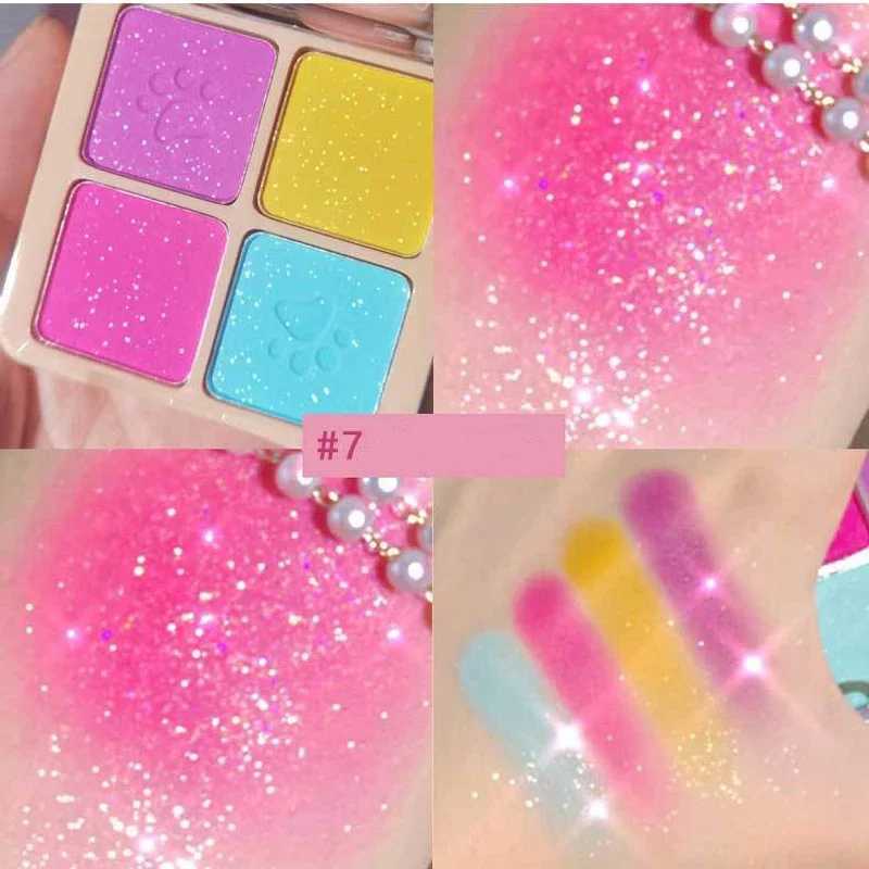 4-color eye shadow palette bright eye shadow cosmetics for women Klein blue green cute shiny matte eye shadow cosmeticsW241212
