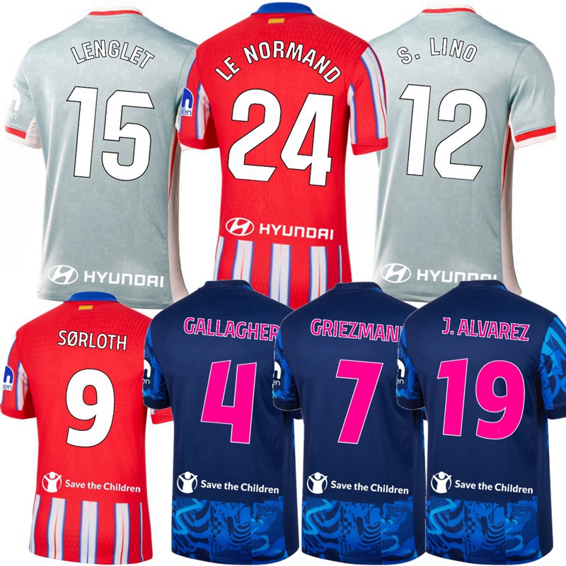 2024 2025 MadridS Soccer Jerseys GRIEZMANN CORREA SORLOTH J.ALVAREZ GALLAGHER R.DE PAUL M.LLORENTE GIULIANO KOKE LE NORMAND Atletico 24 25 football men kids shirt