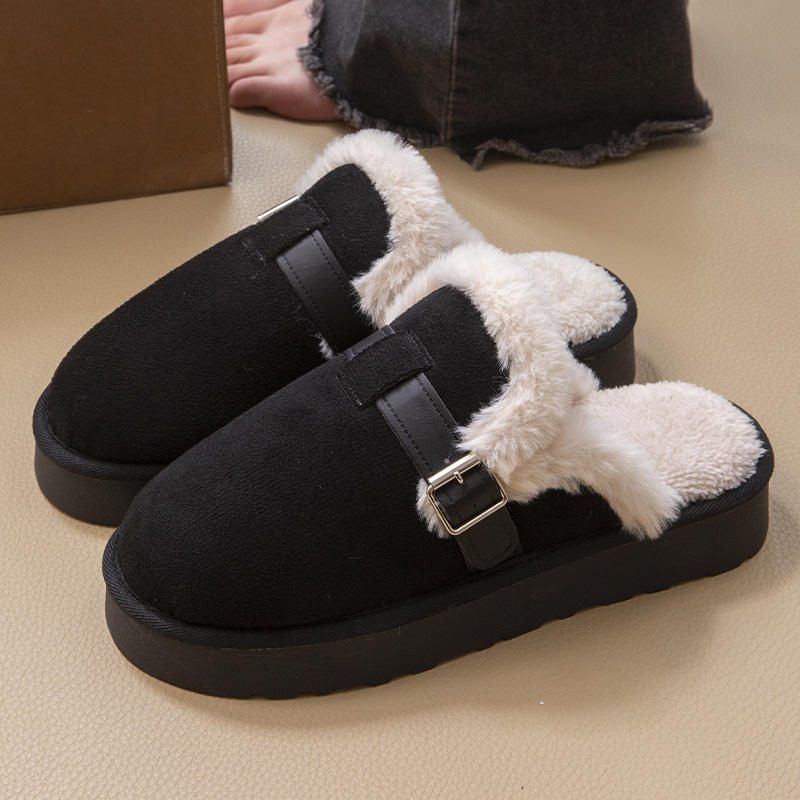 Women's winter add fleece 2025 new pregnant women's woolen shoes hot home warm thick sole cotton slippers women wear