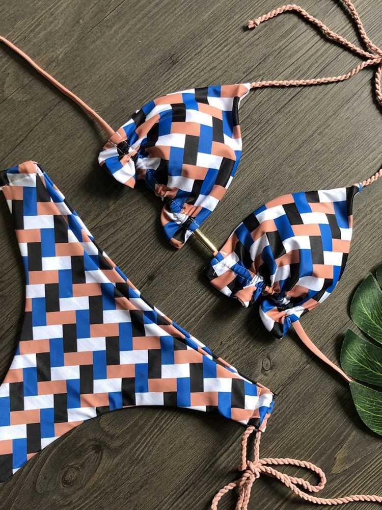 RUOTONGSEPT 2022 Striped Bikini Set Knotted Swimsuit Women Biquinis Beach Sexy Thong Swimwear Bandage Brazilian Mirco BikinisXJ241212