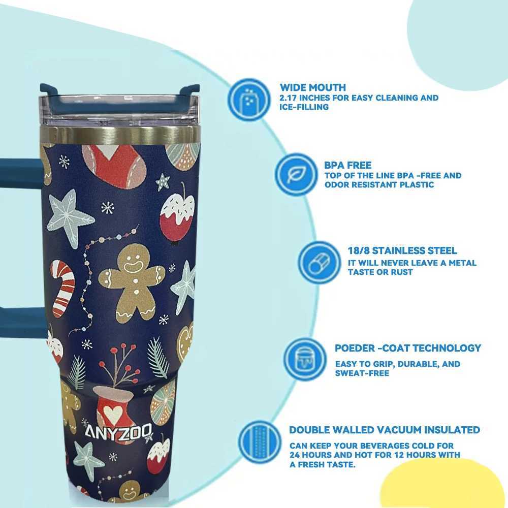 40 ounce crazy cold cup with handle stainless steel vacuum coffee cup with handle Y241211