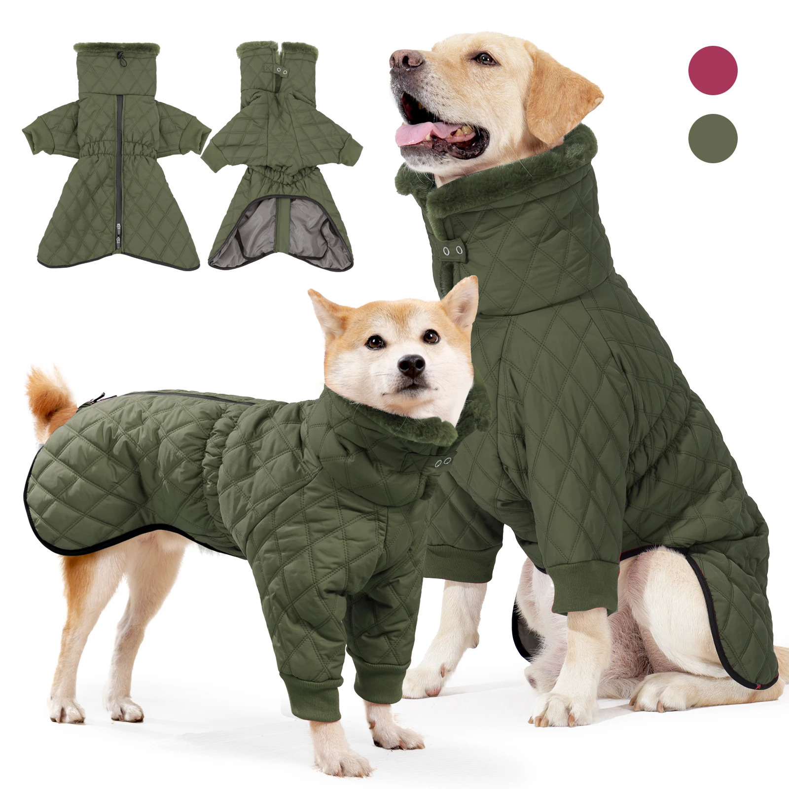 Waterproof Fur Collar Dog Jacket Winter Warm Fleece Dog Clothes for Small Media Large Dogs Puppy Golden Retriever Vest Pug Coat 241212