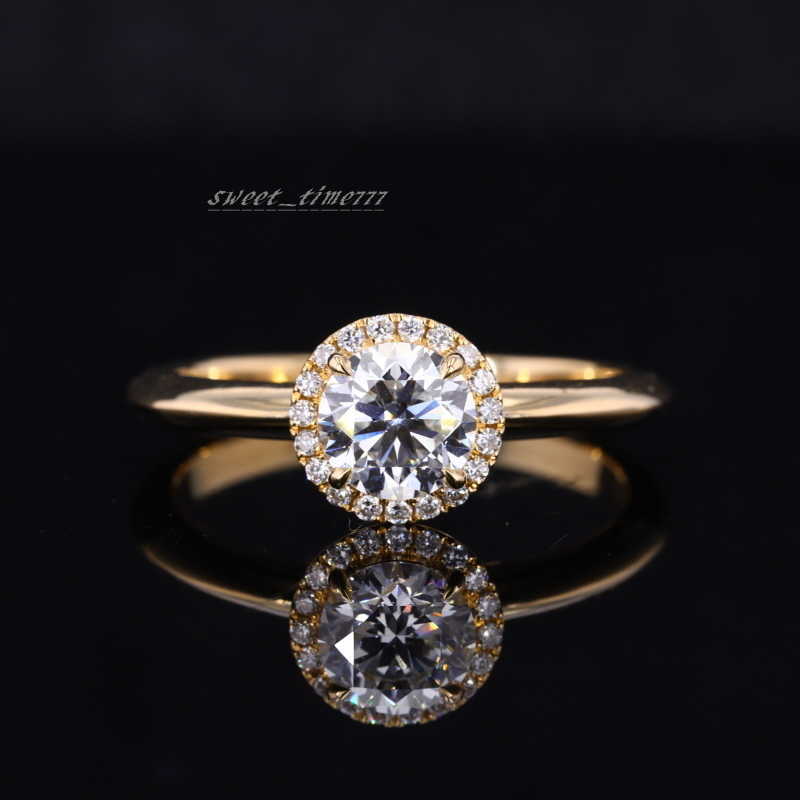 Starsgem Women 0.5ct/1ct Round Cut Halo lab Diamond Moissanite Engagement Wedding Ring