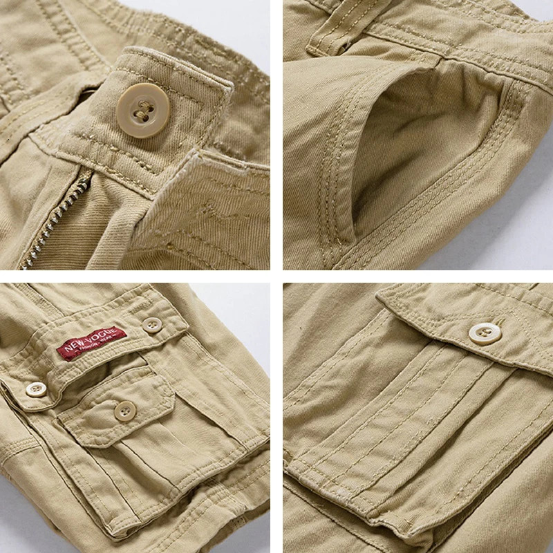 Summer Multi Pocket Cargo Fashion Pure Cotton Military Outdoor Leisure Bermuda Beach Shorts Mens 241211