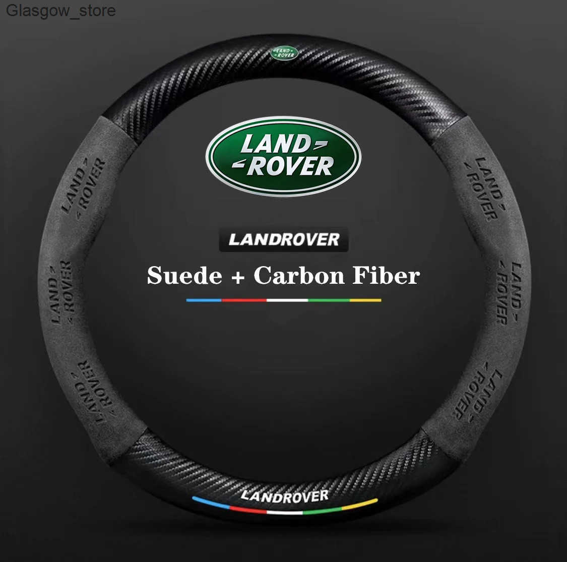 Steering Wheel Covers For Land Rover Range Rover SportDiscovery Evoque Velar Freelander Defender Car Anti-slip Suede Carbon Fiber Steering Wheel Cover L240910