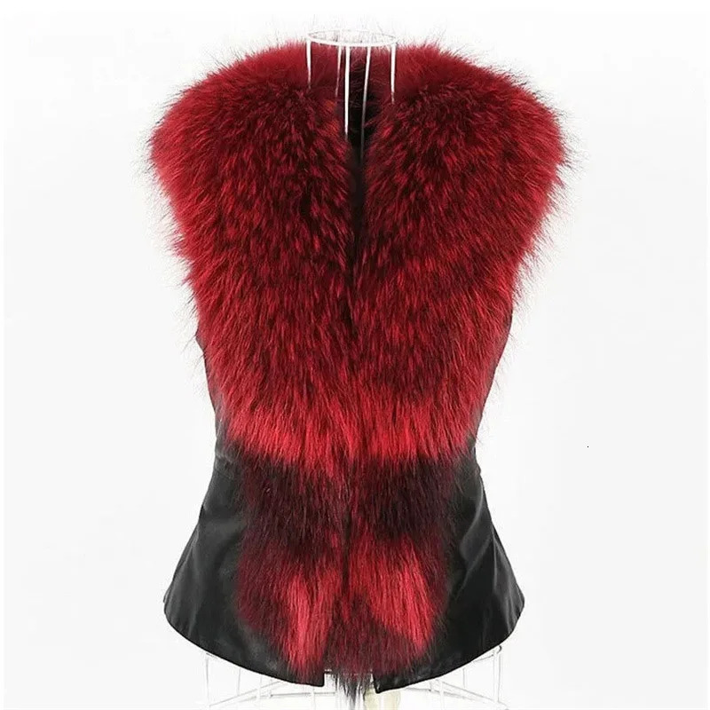 Female Splicing Together Waistcoat Top Coat Autumn Winter Ladies Leather Fur Sleeveless Jacket Women Large Size 5XL Vest Outwear 241211