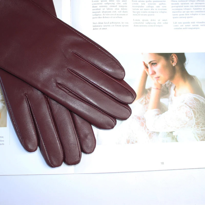 Ladies Sheepskin Gloves Classic Solid Color Versatile Leather Spring Knit Lining Cycling Driving Gloves Autumn 241212